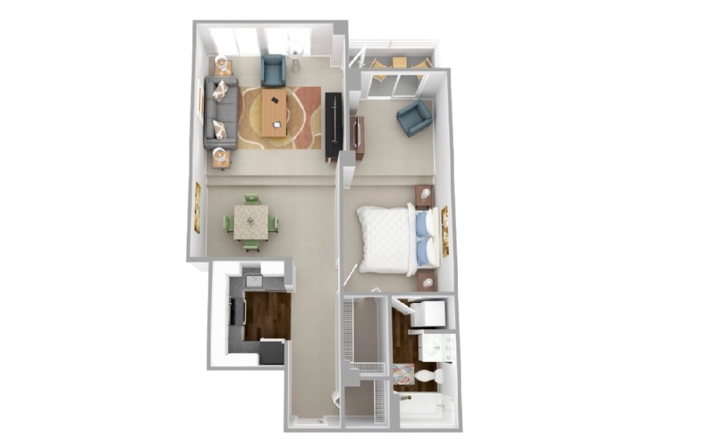 Beacon - 1 bedroom floorplan layout with 1 bathroom and 791 square feet