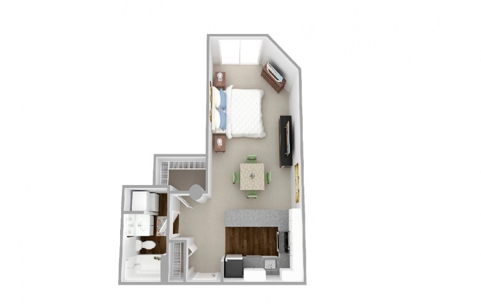 Maple - Studio floorplan layout with 1 bath and 508 square feet.