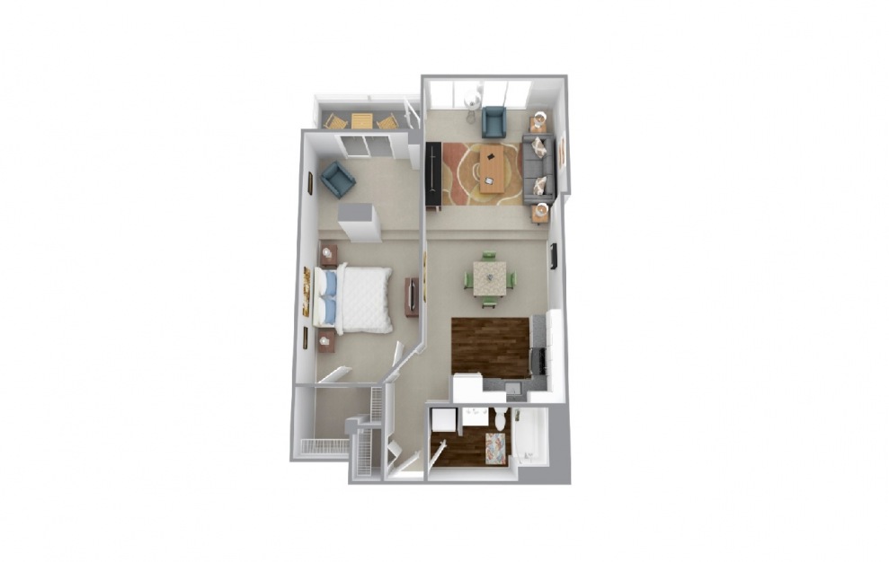 Cherry - 1 bedroom floorplan layout with 1 bath and 876 to 904 square feet.
