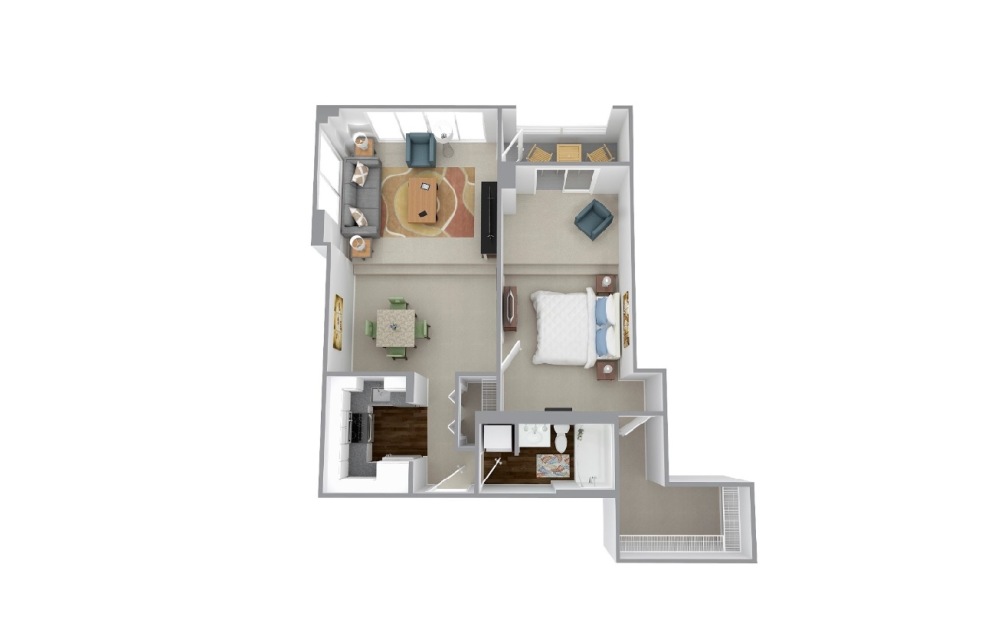 Duncon - 1 bedroom floorplan layout with 1 bathroom and 863 square feet