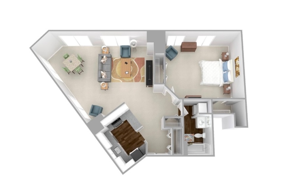 Essex - 1 bedroom floorplan layout with 1 bathroom and 904 - 940 square feet