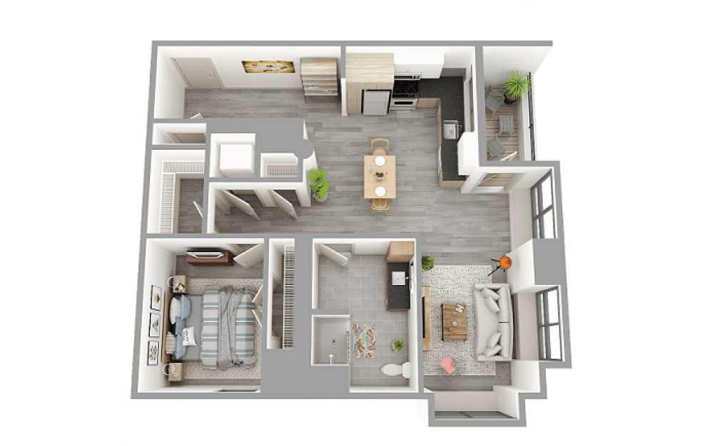 Merrimack - 1 bedroom floorplan layout with 1 bathroom and 896 square feet