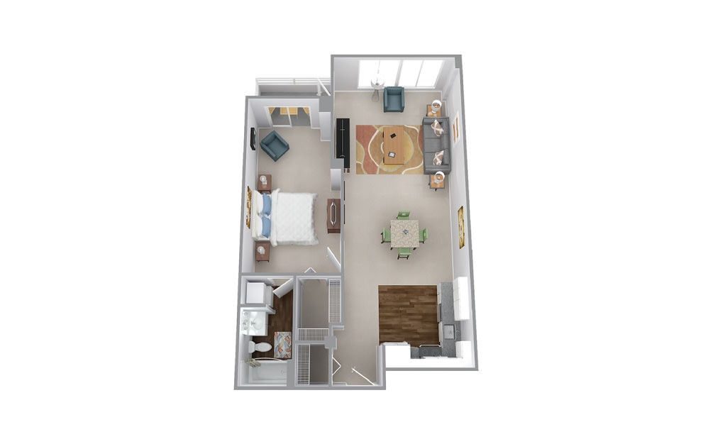 Bailey - 1 bedroom floorplan layout with 1 bath and 841 to 858 square feet. Bailey - 1 bedroom floorplan layout with 1 bath and 841 to 858 square feet.
